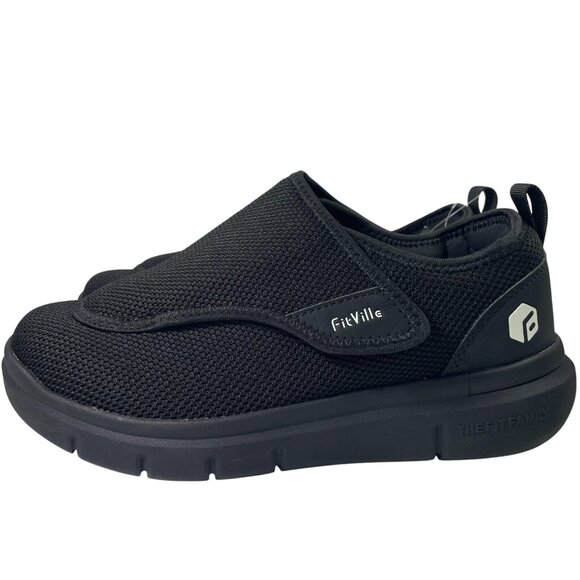 FitVille Diabetic Shoes Mens 8 EW Black Arch Heel Support Sneakers EasyTop Wings main image 5